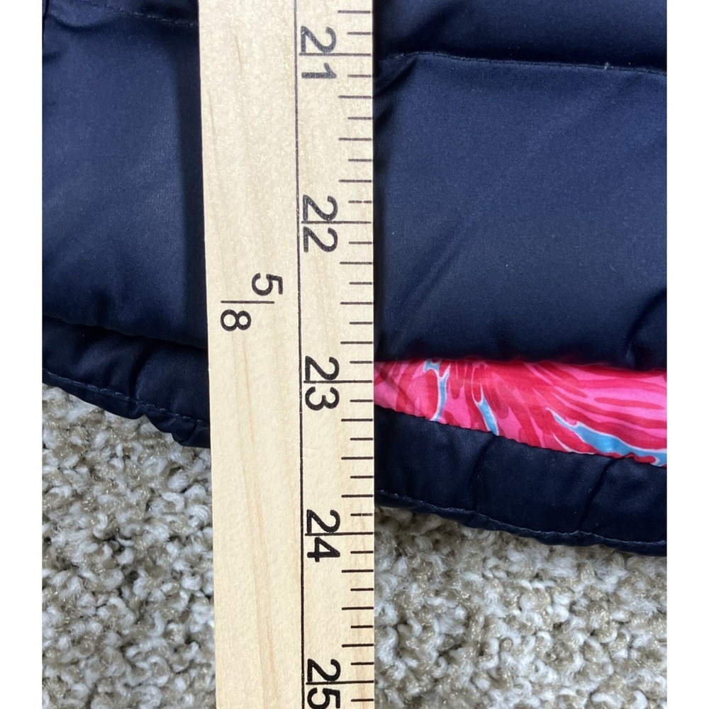 Lilly Pulitzer Down Puffer Vest Navy Blue w/Floral Lining Full Zip Women's Small - Picture 12 of 12